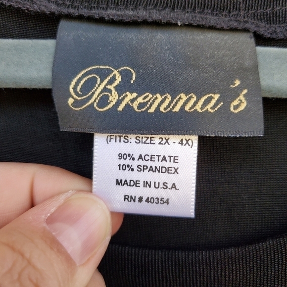 Vtg Brenna's plus sz 2x 3x 4x ribbed black shoulder pads blouse top - Picture 10 of 10